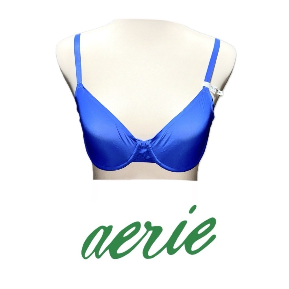 🆕 Aerie SMOOTHEZ mesh full coverage bra blue size 36C